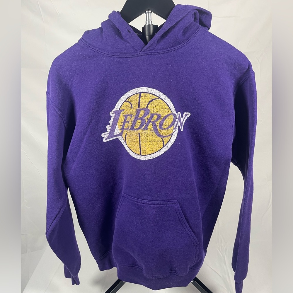 Gildan LeBron Basketball Graphic Hoodie‎ Purple Mens Small Lakers Style Pullover